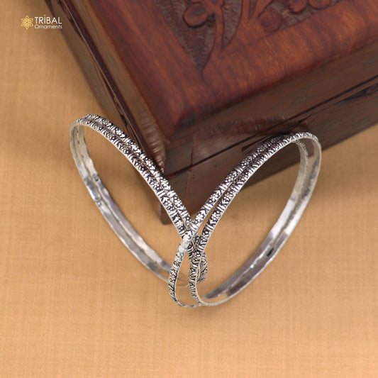 925 Sterling silver vintage design bangle kada tribal oxidized jewelry ba460
