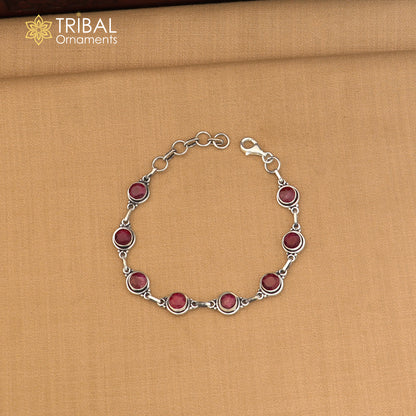 925 sterling silver multi color stone stylish bracelet unisex jewelry sbr773