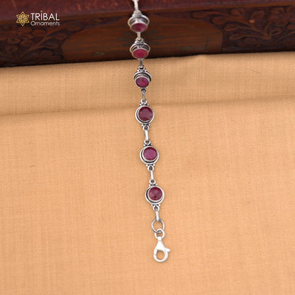 925 sterling silver multi color stone stylish bracelet unisex jewelry sbr773