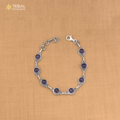925 sterling silver multi color stone stylish bracelet unisex jewelry sbr773