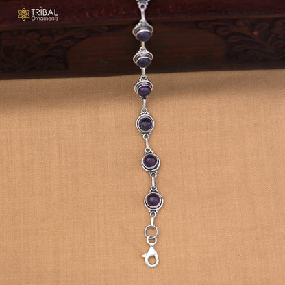 925 sterling silver multi color stone stylish bracelet unisex jewelry sbr773