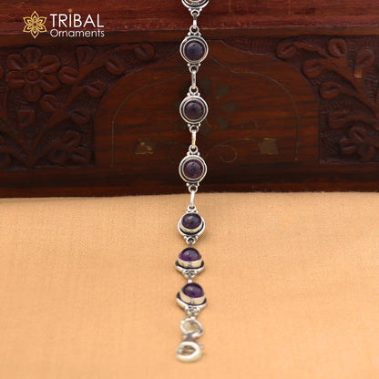 925 sterling silver multi color stone stylish bracelet unisex jewelry sbr773