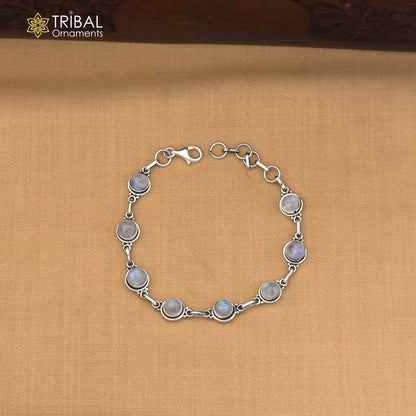 925 sterling silver multi color stone stylish bracelet unisex jewelry sbr773