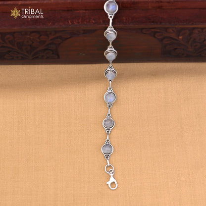 925 sterling silver multi color stone stylish bracelet unisex jewelry sbr773