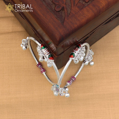 Vintage design Sterling silver baby bracelet foot kada with hanging noisy bells fabulous gifting jewelry ank779