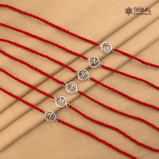 Alphabet letter 925 sterling silver Bracelet thread rakhi rk28