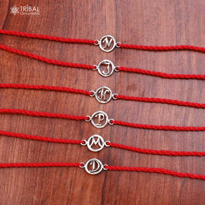 Alphabet letter 925 sterling silver Bracelet thread rakhi rk28