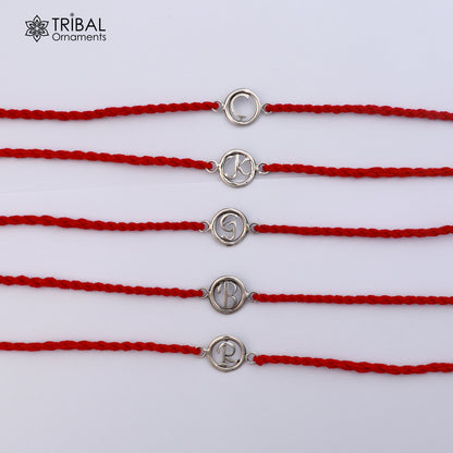 Alphabet letter 925 sterling silver Bracelet thread rakhi rk28