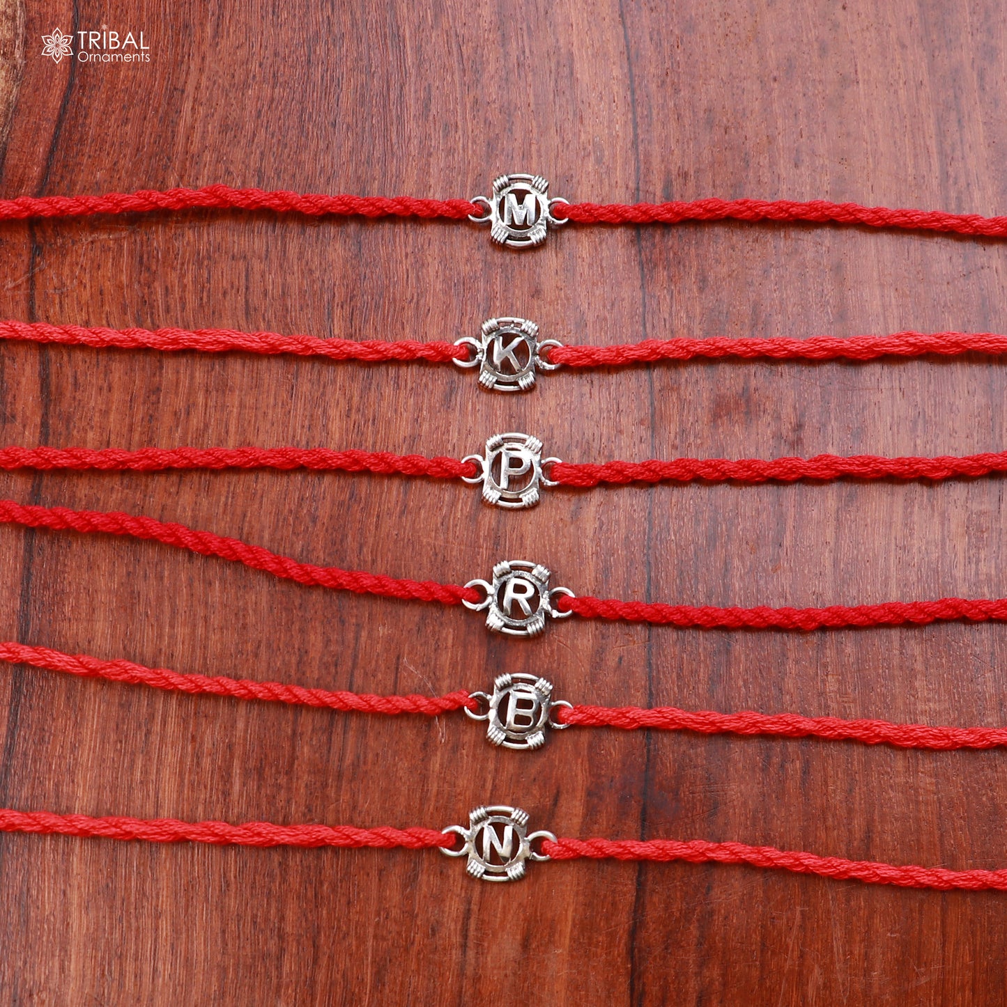 Alphabet letter 925 sterling silver Bracelet thread Rakhi rk028