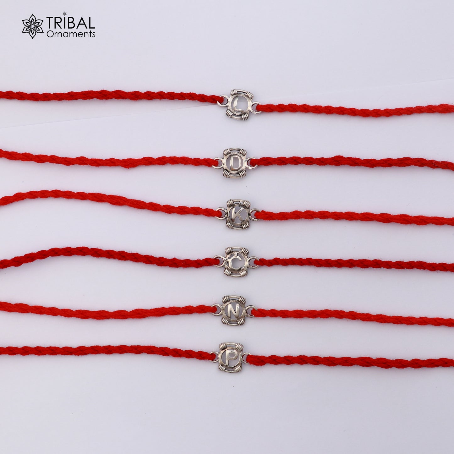 Alphabet letter 925 sterling silver Bracelet thread Rakhi rk028