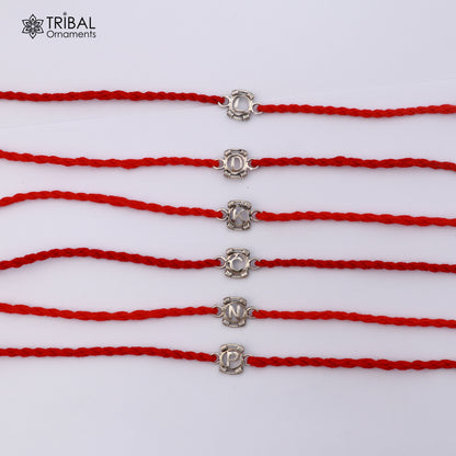 Alphabet letter 925 sterling silver Bracelet thread Rakhi rk028