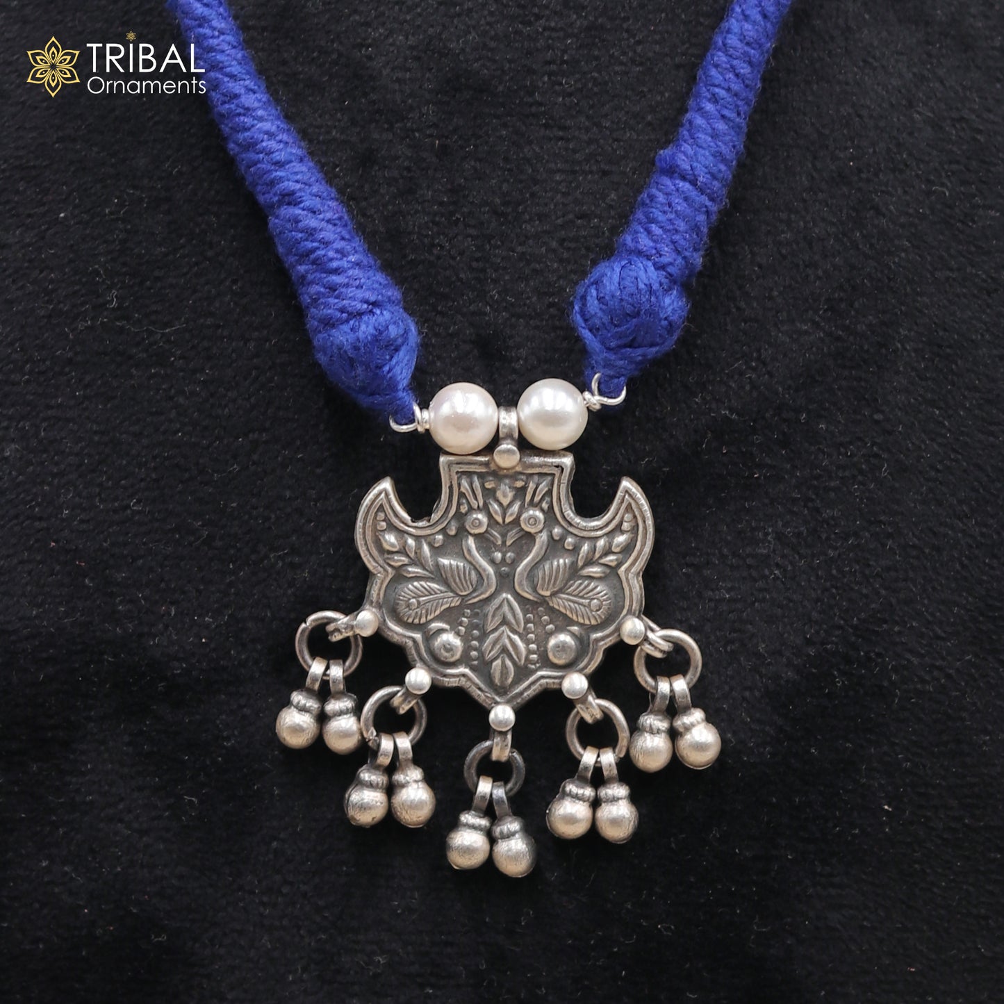925 sterling silver handcrafted peacock design ethnic charm necklace tribal jewelry set724