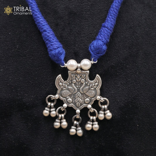 925 sterling silver handcrafted peacock design ethnic charm necklace tribal jewelry set724