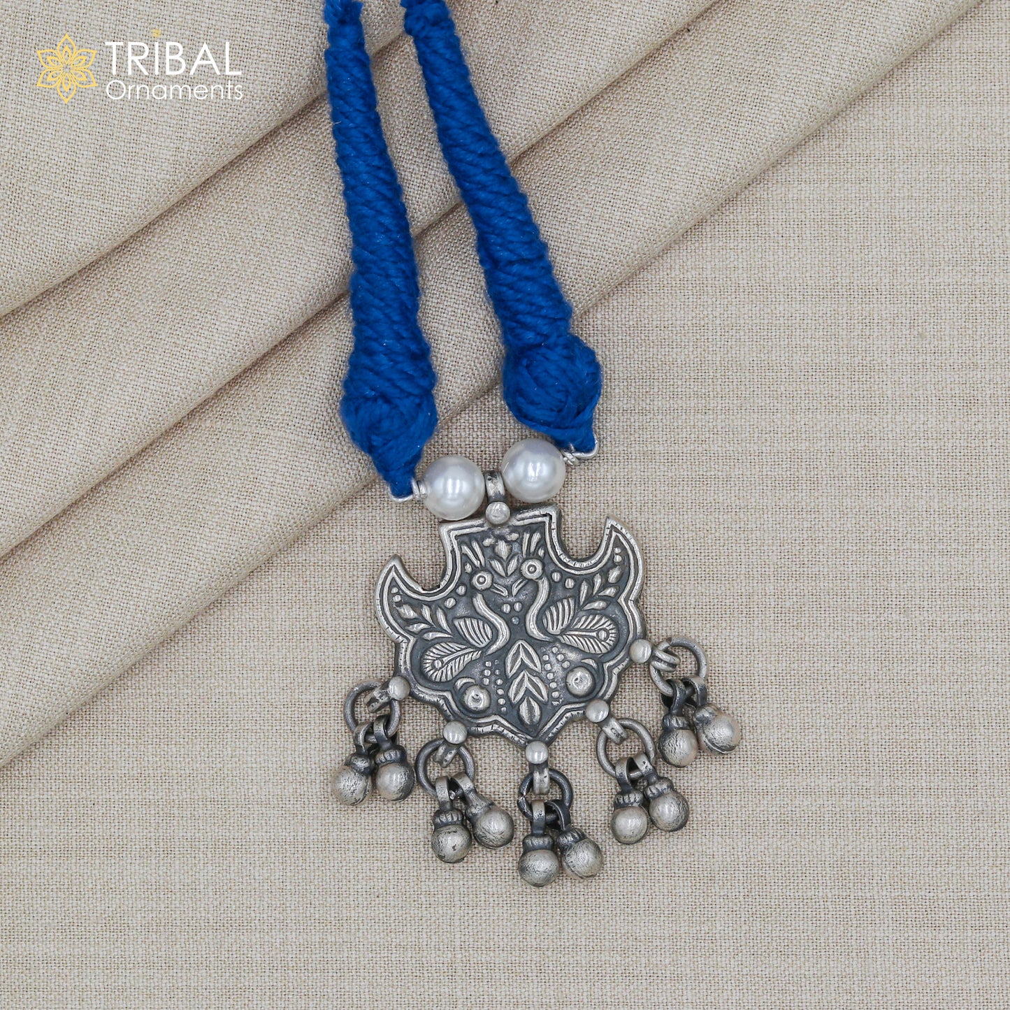 925 sterling silver handcrafted peacock design ethnic charm necklace tribal jewelry set724