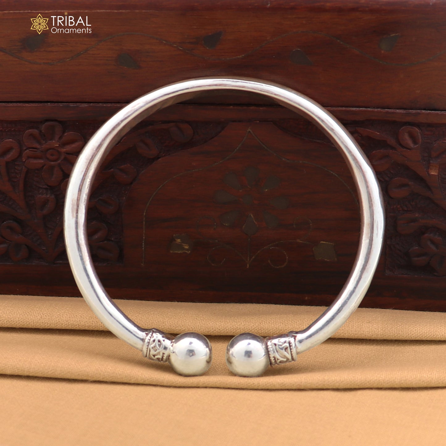 925 Sterling silver customized stylish ball design bangle kada tribal jewelry nsk969