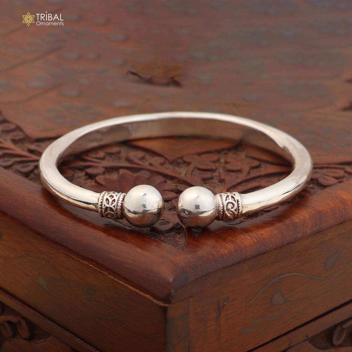 925 Sterling silver customized stylish ball design bangle kada tribal jewelry nsk969