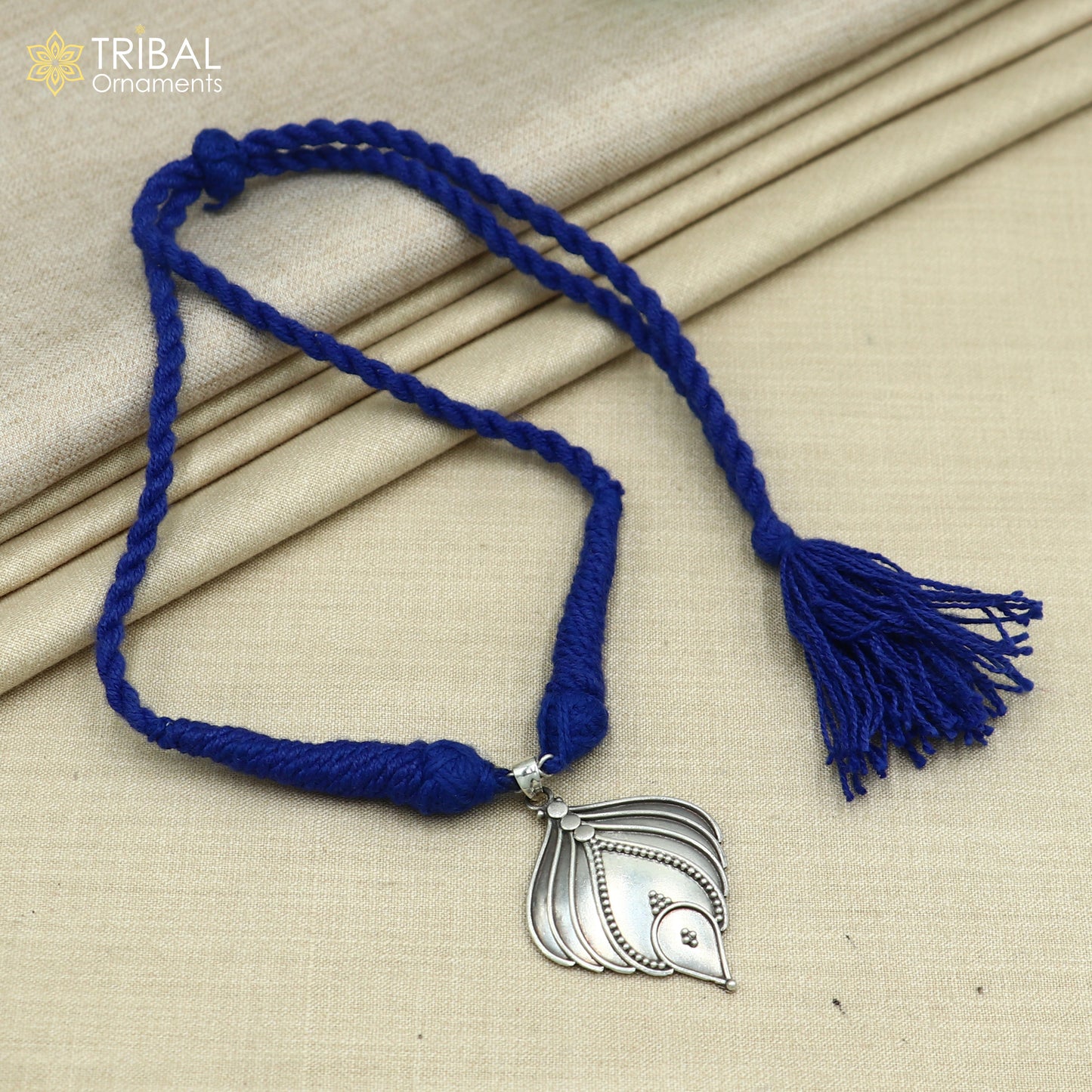 925 sterling silver handcrafted leaf design ethnic charm necklace tribal  jewelry set725