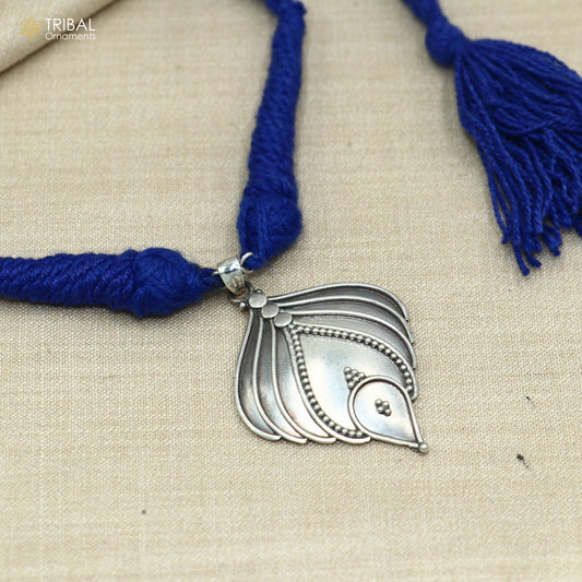 925 sterling silver handcrafted leaf design ethnic charm necklace tribal  jewelry set725