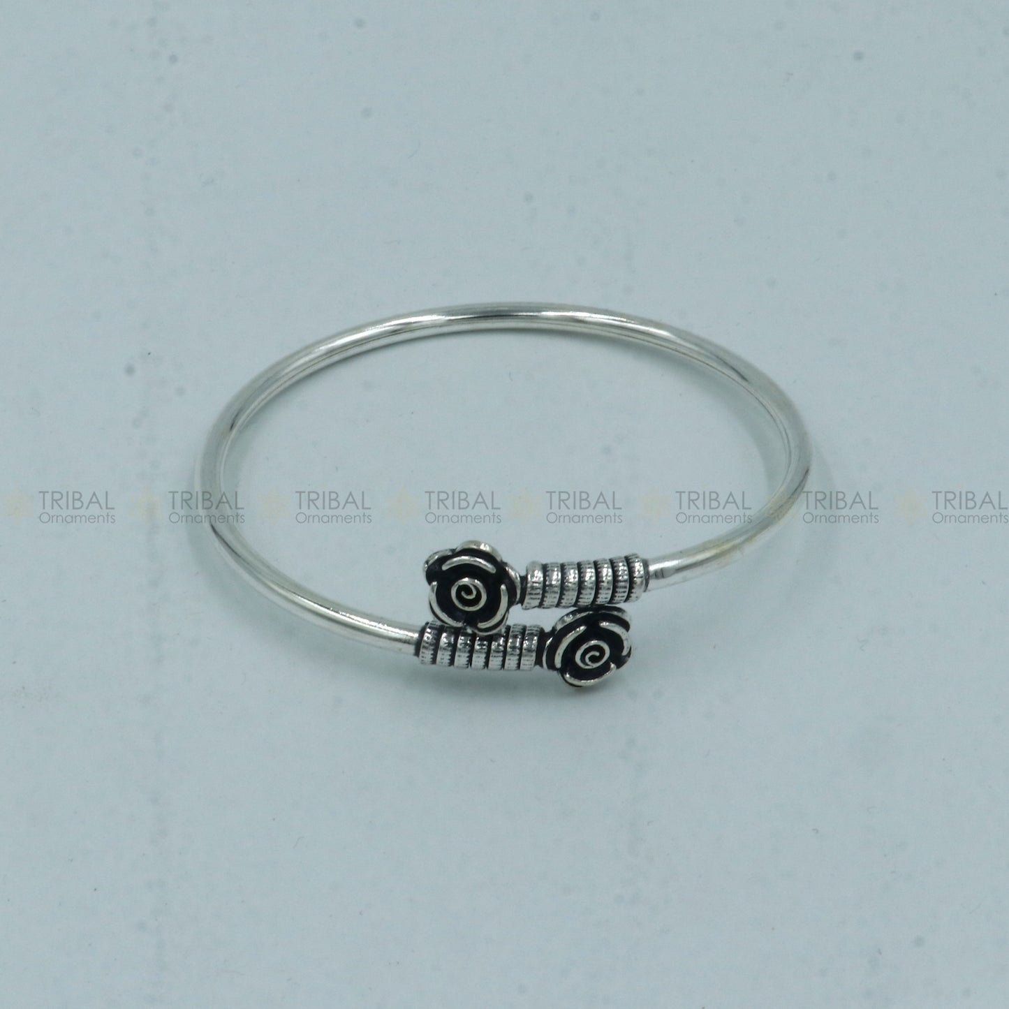 925 sterling silver handmade flower design stylish kada bangle bracelet tribal jewelry nsk863