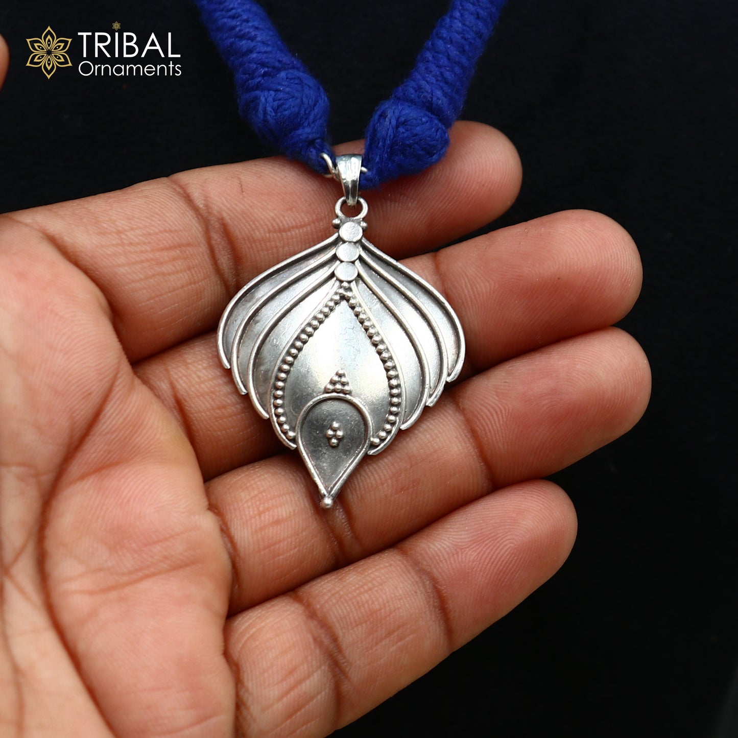 925 sterling silver handcrafted leaf design ethnic charm necklace tribal  jewelry set725