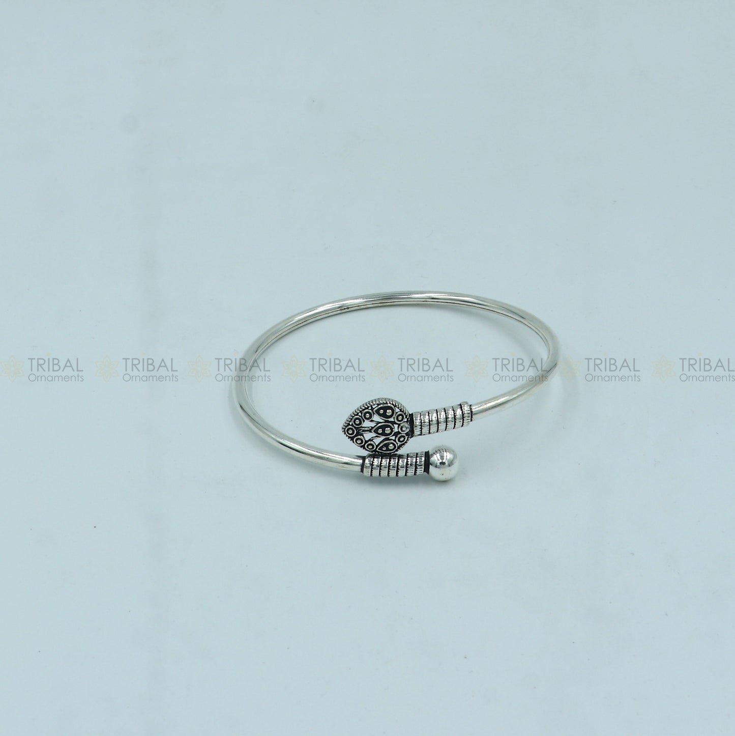 925 sterling silver handmade peacock feather design stylish kada bangle bracelet tribal jewelry nsk864