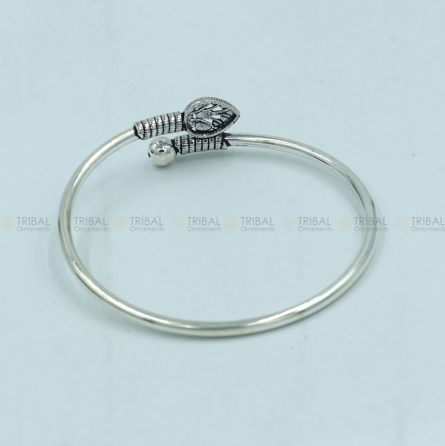 925 sterling silver handmade peacock feather design stylish kada bangle bracelet tribal jewelry nsk864