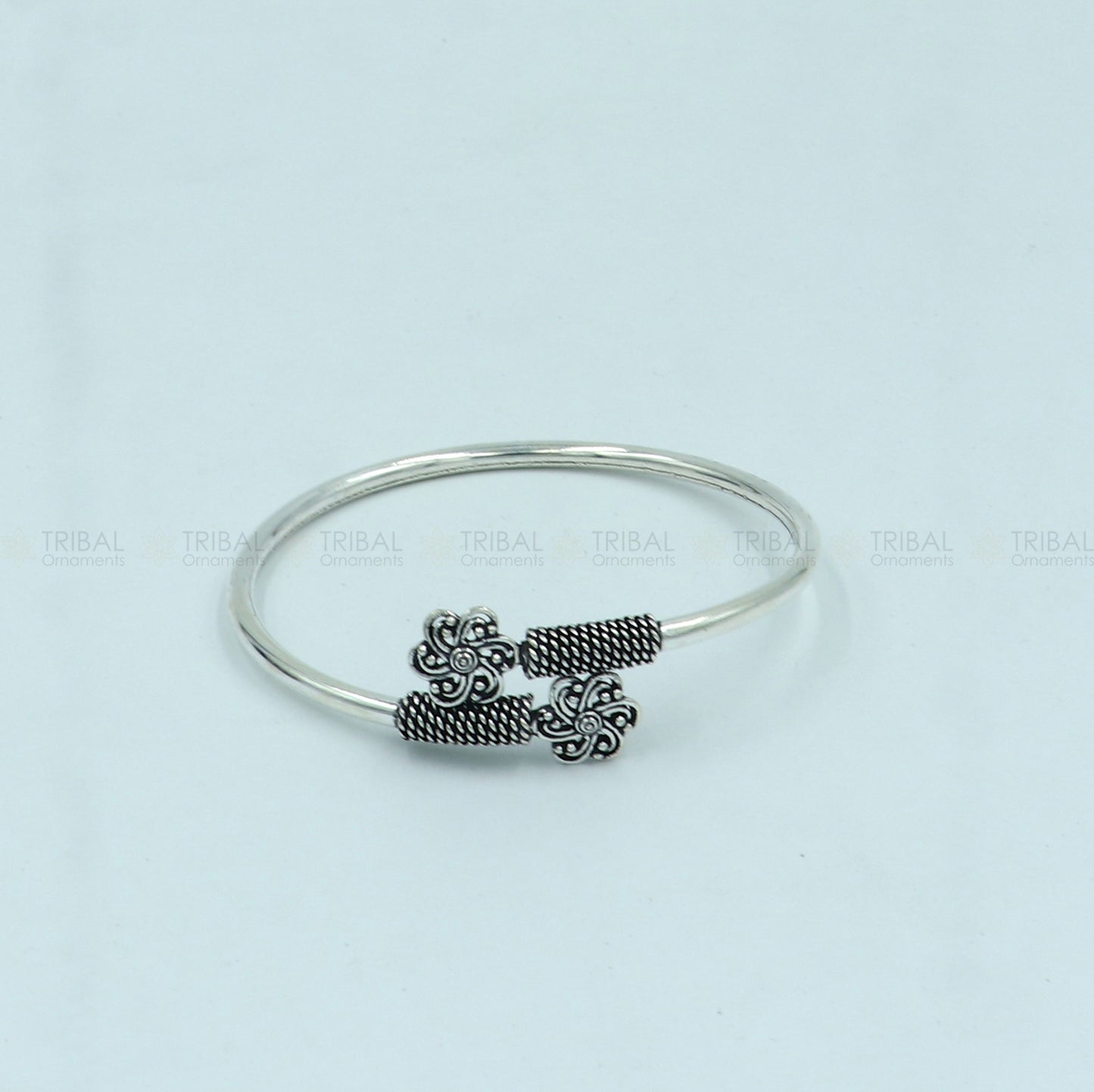 925 sterling silver handmade peacock feather design stylish kada bangle bracelet tribal jewelry nsk864