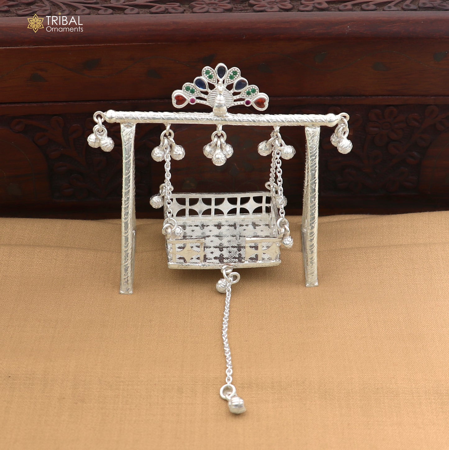 925 Sterling silver Bal Gopala jhula, little Krishna swing, child Krishna palana article art874