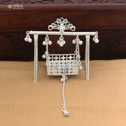 925 Sterling silver Bal Gopala jhula, little Krishna swing, child Krishna palana article art874