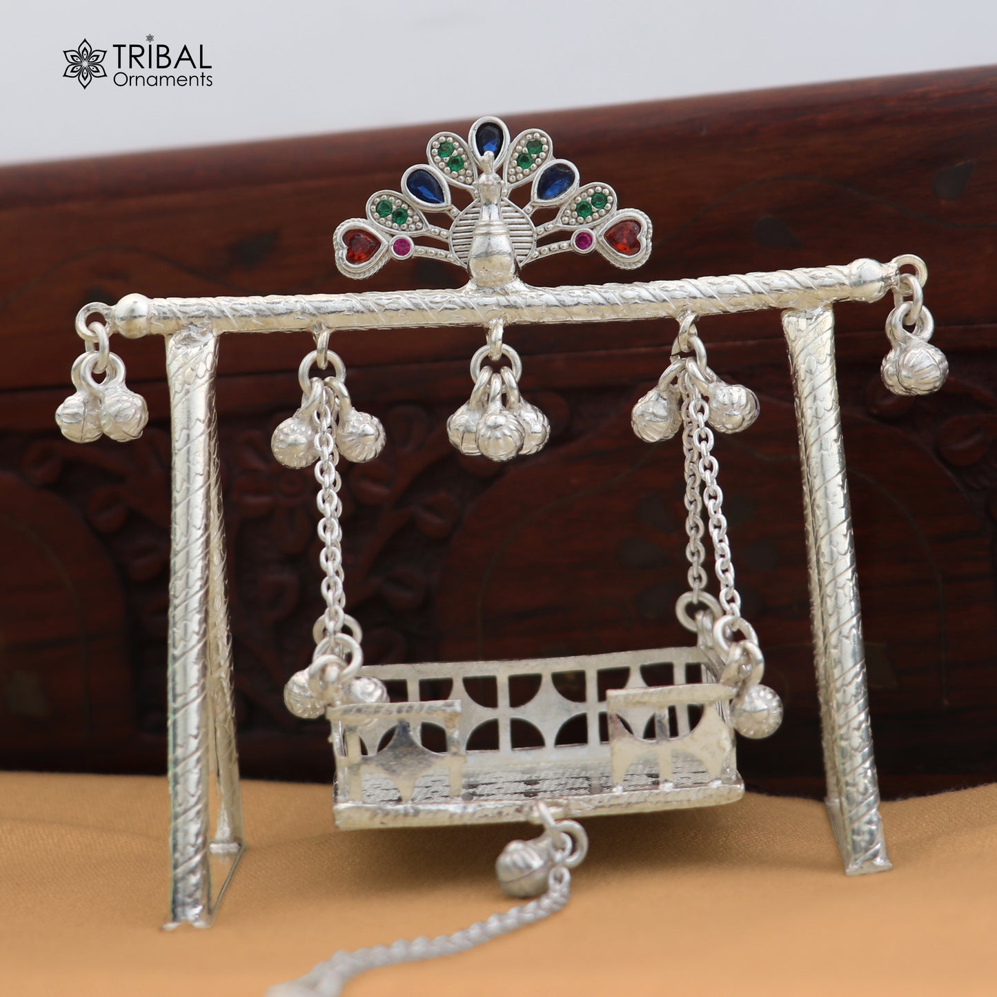 925 Sterling silver Bal Gopala jhula, little Krishna swing, child Krishna palana article art874