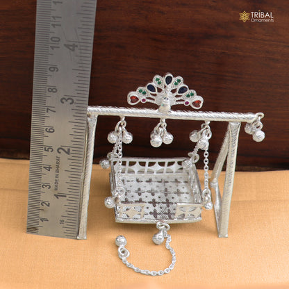 925 Sterling silver Bal Gopala jhula, little Krishna swing, child Krishna palana article art874