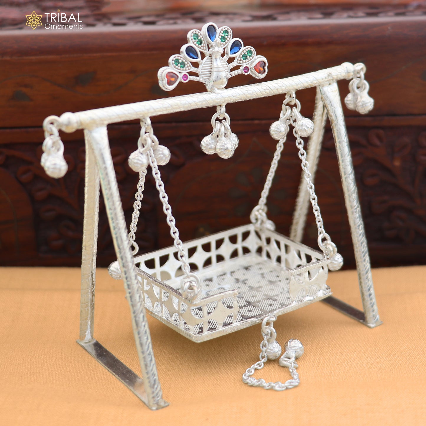 925 Sterling silver Bal Gopala jhula, little Krishna swing, child Krishna palana article art874