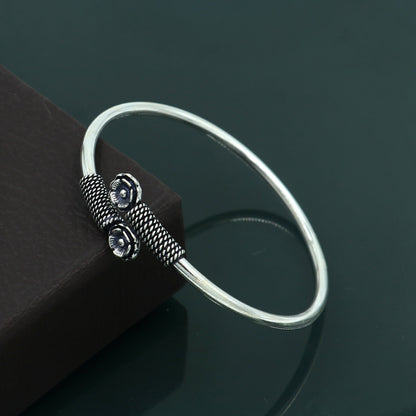 925 sterling silver handmade flower design stylish kada bangle bracelet tribal jewelry nsk872925 sterling silver handmade flower design stylish kada bangle bracelet tribal jewelry nsk872 - TRIBAL ORNAMENTS