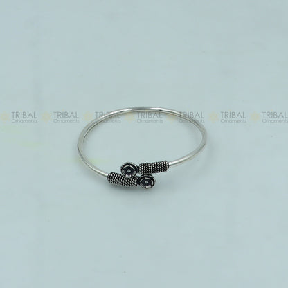 925 sterling silver handmade flower design stylish kada bangle bracelet tribal jewelry nsk872925 sterling silver handmade flower design stylish kada bangle bracelet tribal jewelry nsk872 - TRIBAL ORNAMENTS