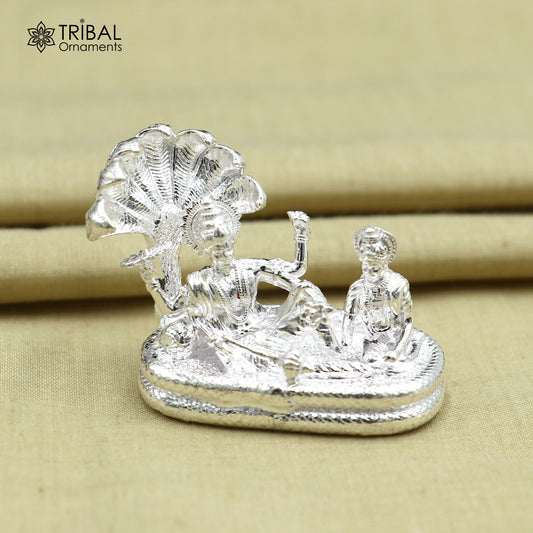 925 sterling silver lord Vishnu Narayana with lakshmi statue or Murti art art838