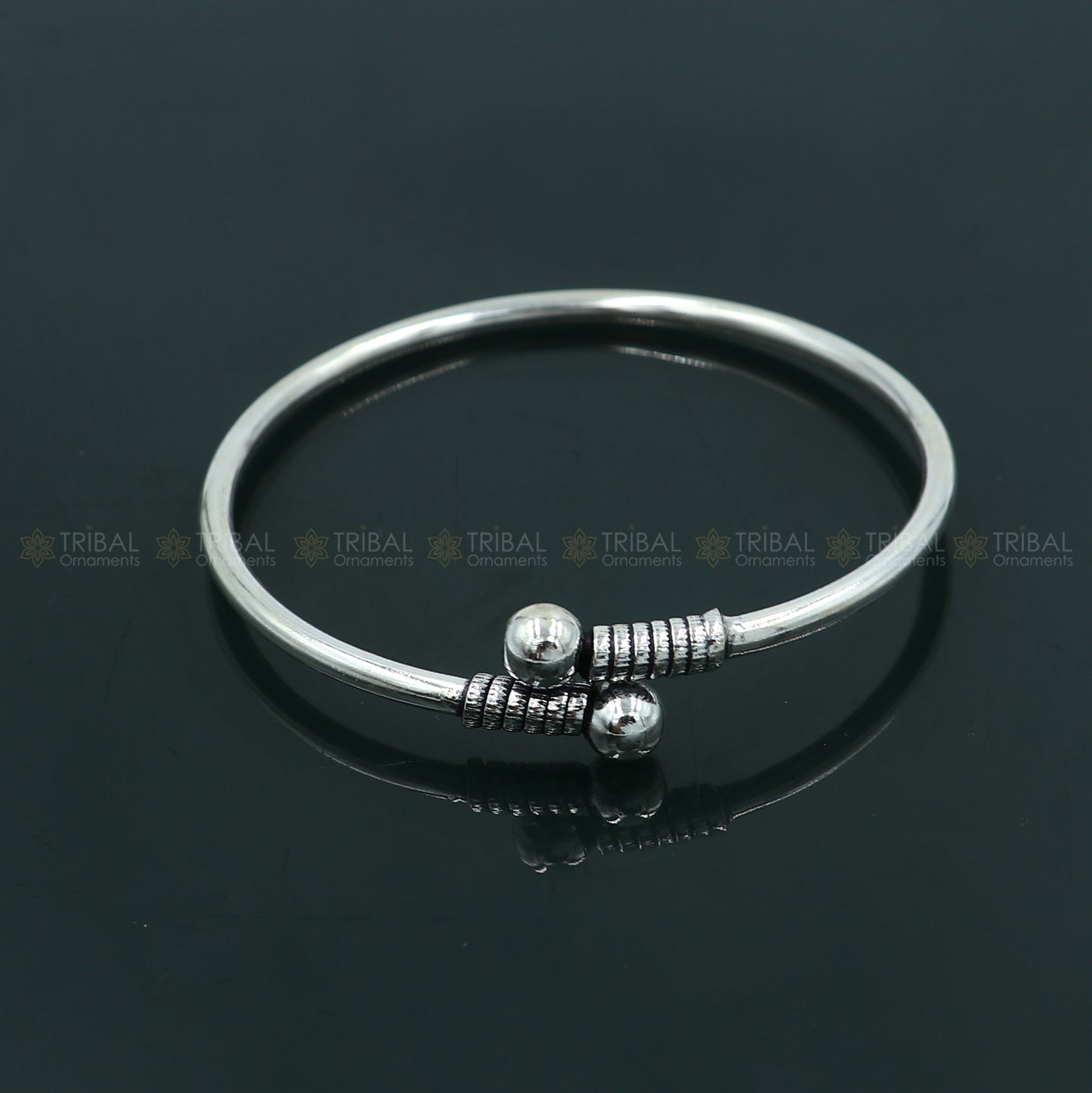 925 sterling silver handmade ball design stylish kada bangle bracelet tribal jewelry nsk876