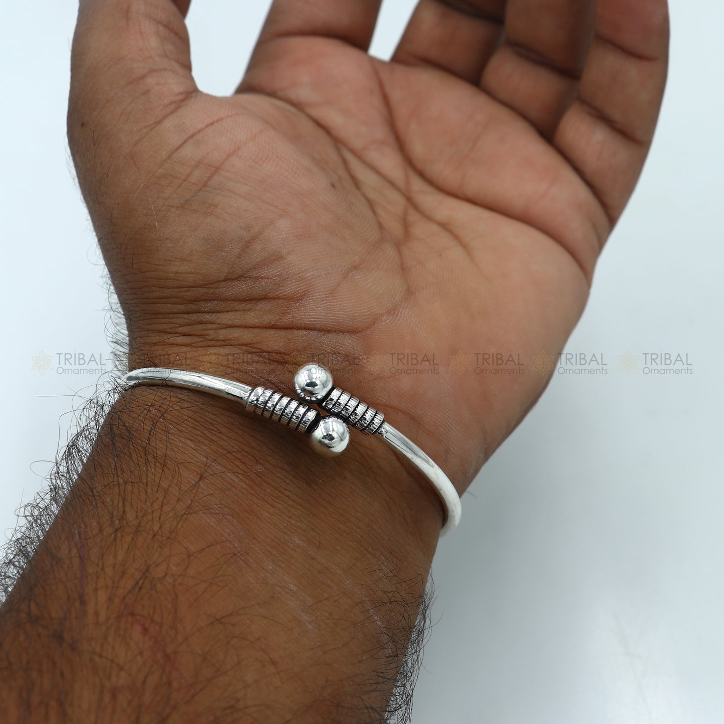 925 sterling silver handmade ball design stylish kada bangle bracelet tribal jewelry nsk876