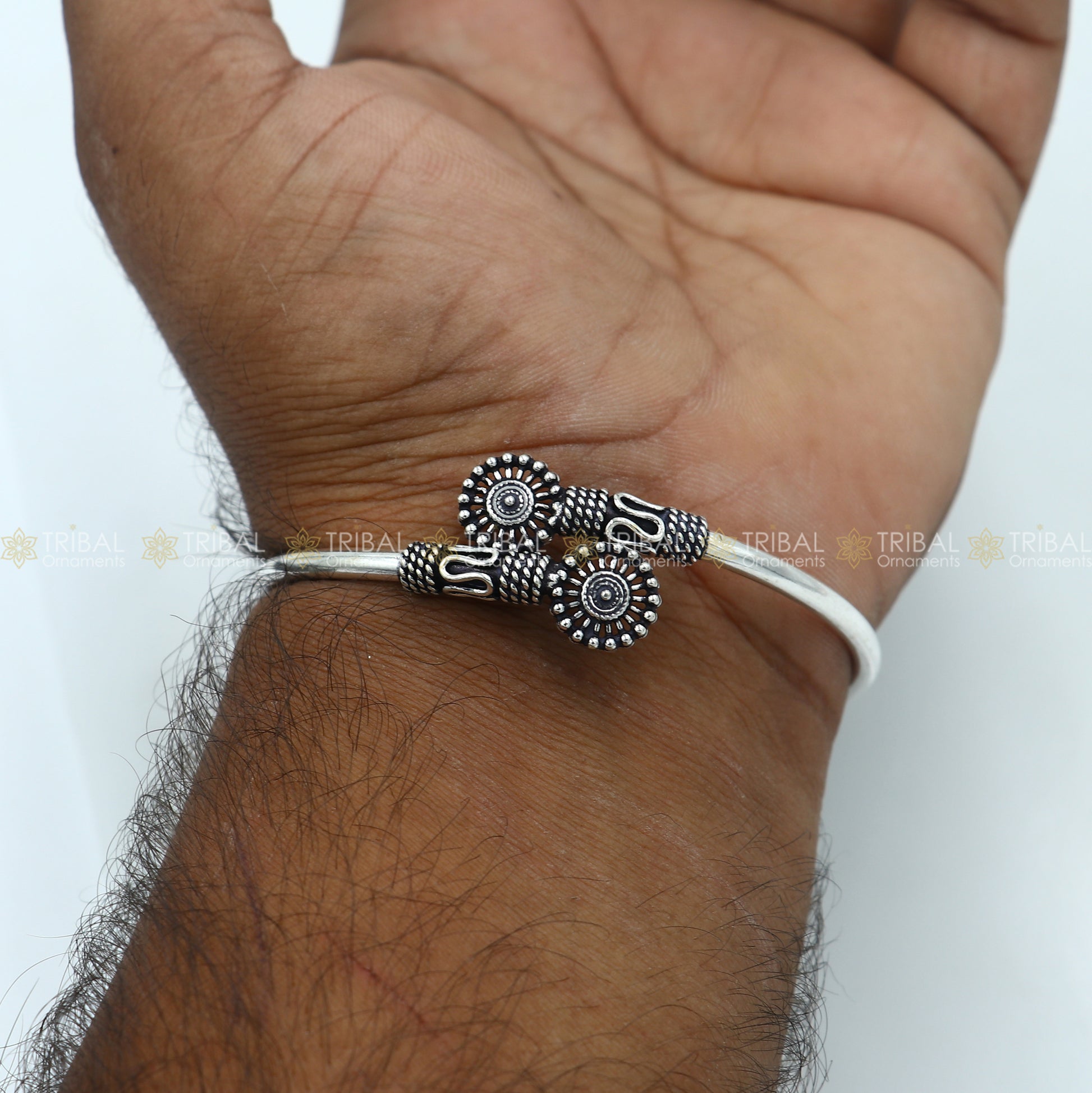 925 sterling silver handmade vintage design stylish kada bangle bracelet tribal jewelry nsk879 - TRIBAL ORNAMENTS