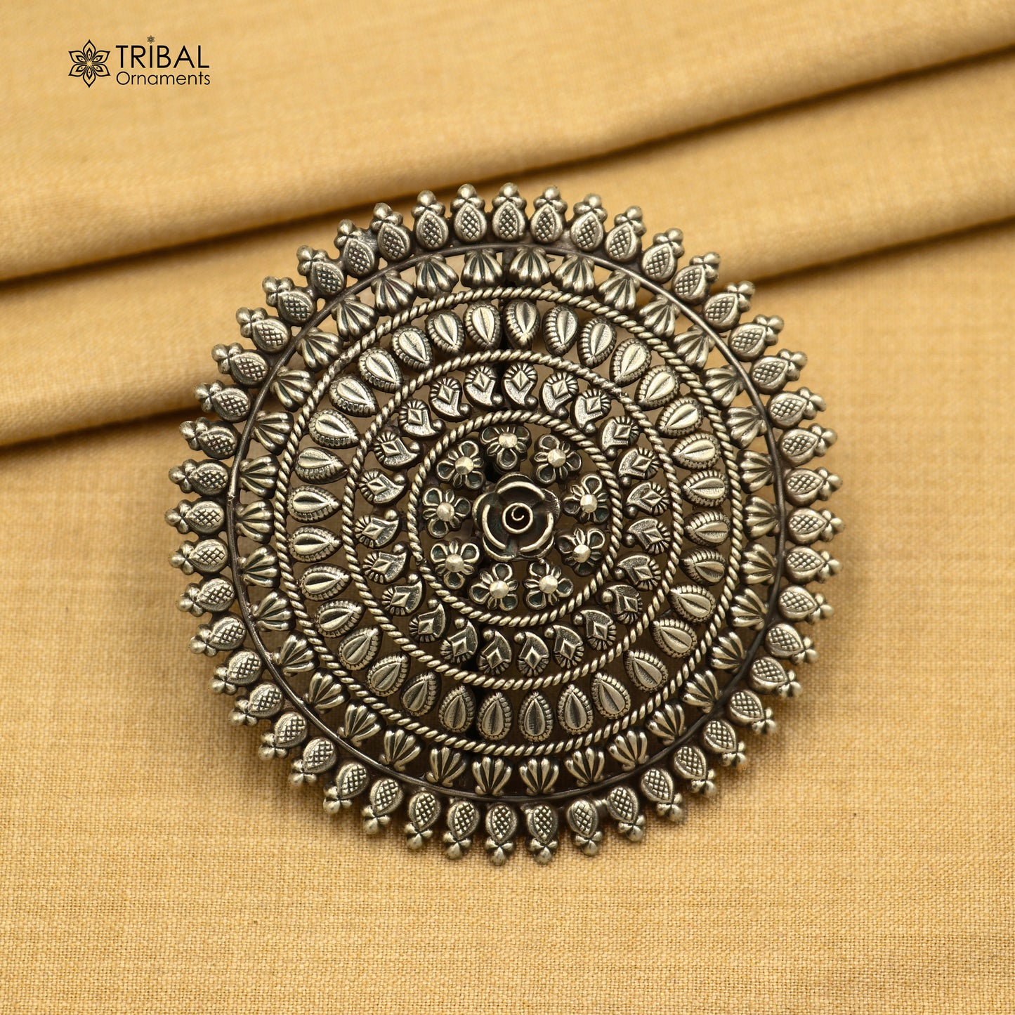 925 sterling silver round  flower design ring tribal ethnic Jewelry sr814