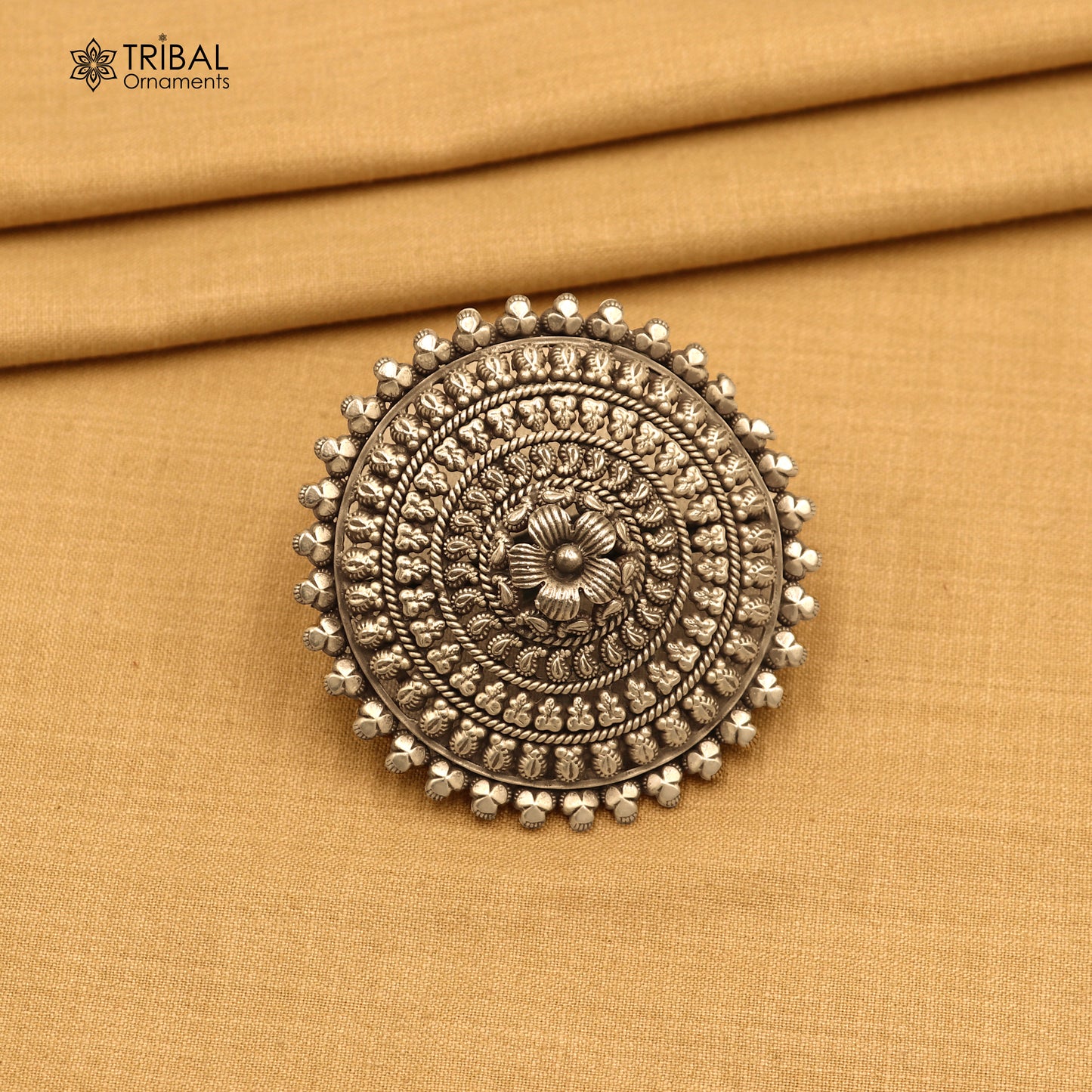 925 sterling silver round  flower design ring tribal ethnic Jewelry sr815