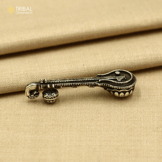 15 gm 925 sterling silver Saraswati Veena, Silver musical instrument Veena for Goddess Sharda, best gifting puja article for hindu temple art41