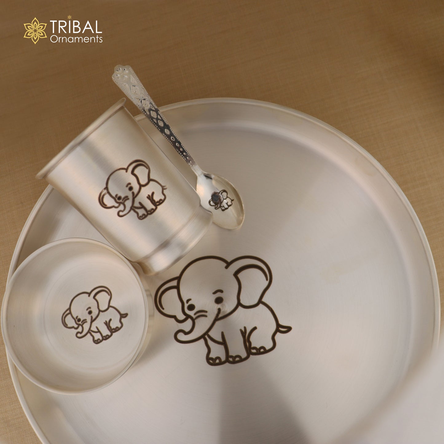 999 silver combo bowl, spoon ,Water/milk tumbler and plate/tray, silver baby dinner set utensils sv324