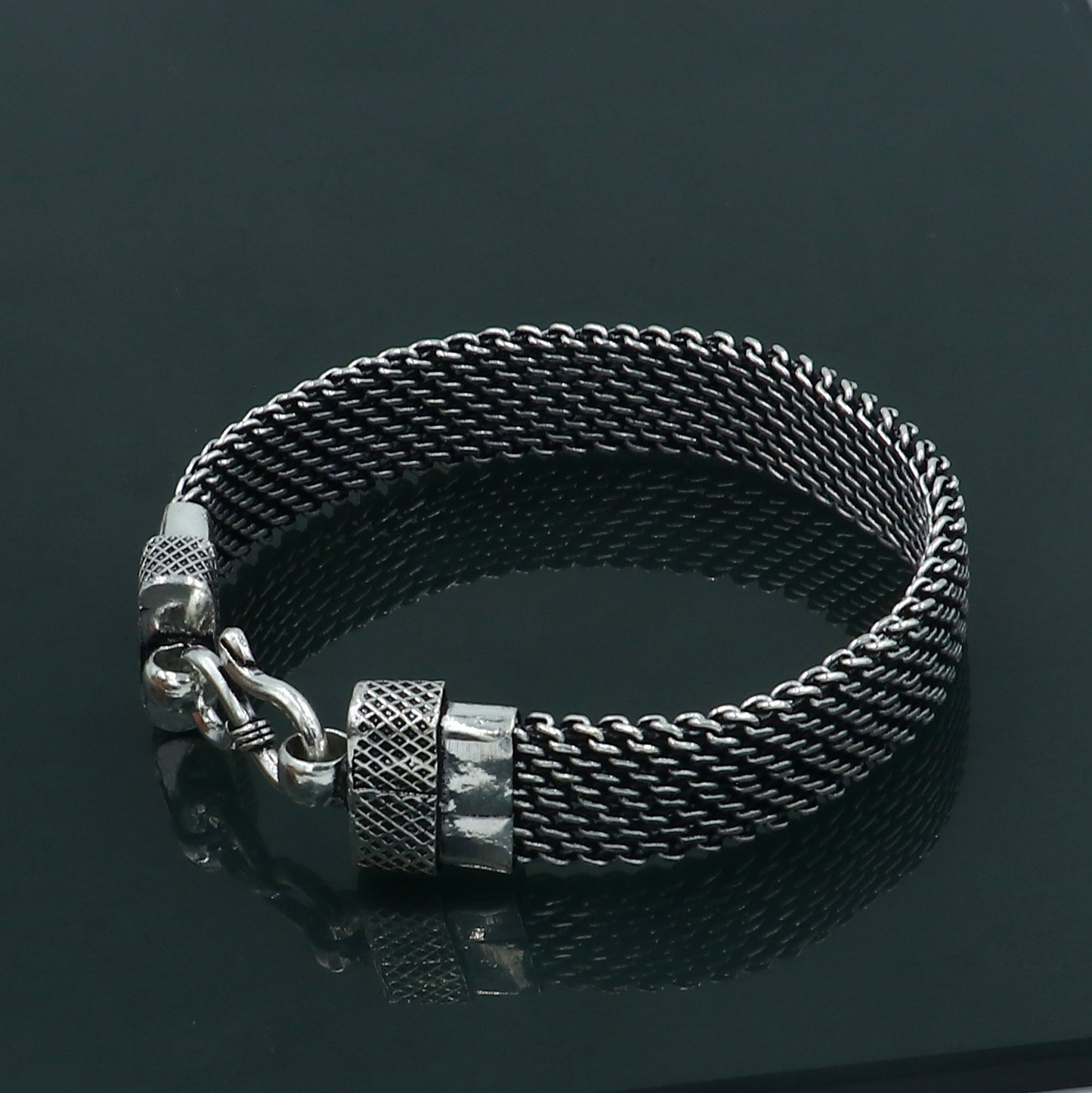 925 Sterling silver handmade solid men's vintage design chain bracelet flexible bracelet unisex jewelry from india  sbr754