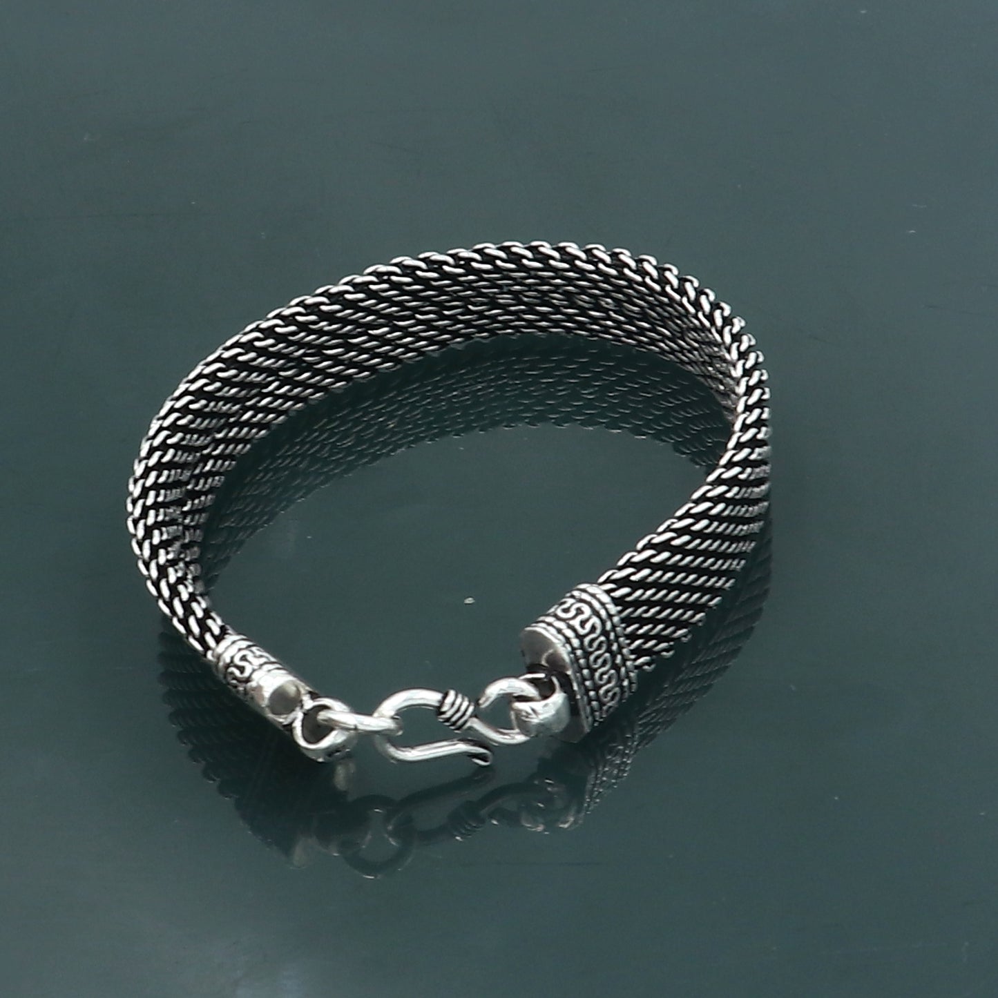 925 Sterling silver handmade solid men's vintage design chain bracelet flexible bracelet unisex jewelry from india  sbr753