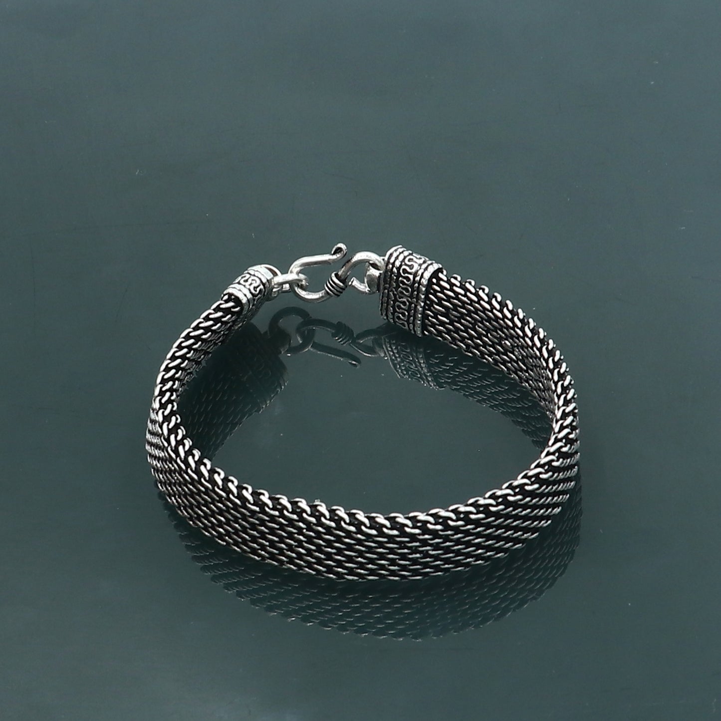 925 Sterling silver handmade solid men's vintage design chain bracelet flexible bracelet unisex jewelry from india  sbr753