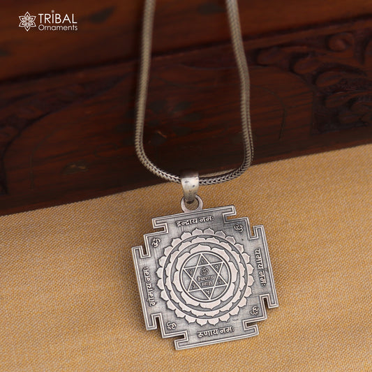 925 sterling silver shree kuber Yantra Pendant with chain tribal jewellery nsp1096