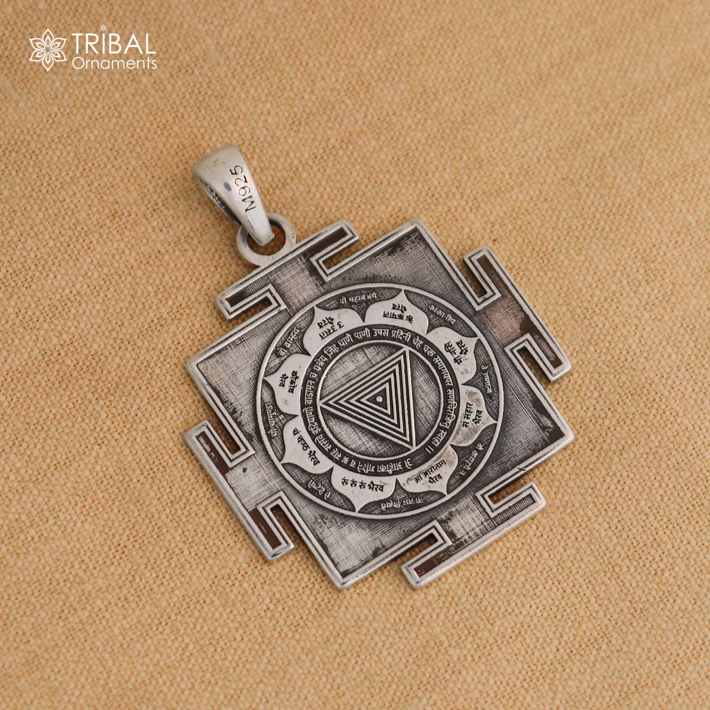 925 sterling silver Maha kali yantra Silver Pendant with chain tribal jewellery nsp1093