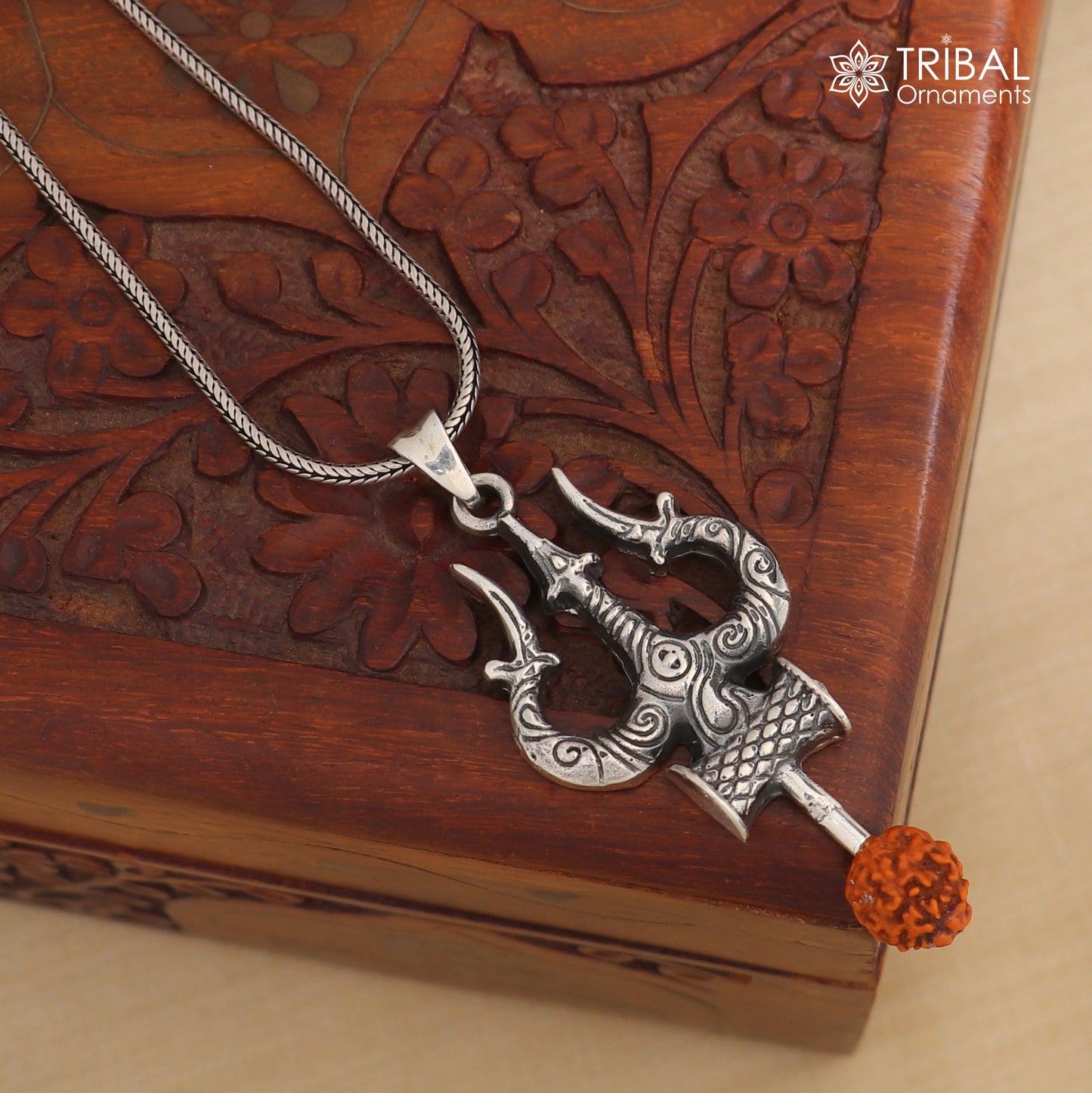 925 sterling silver Shiva trident / trishul Pendant with chain tribal jewellery nsp1095