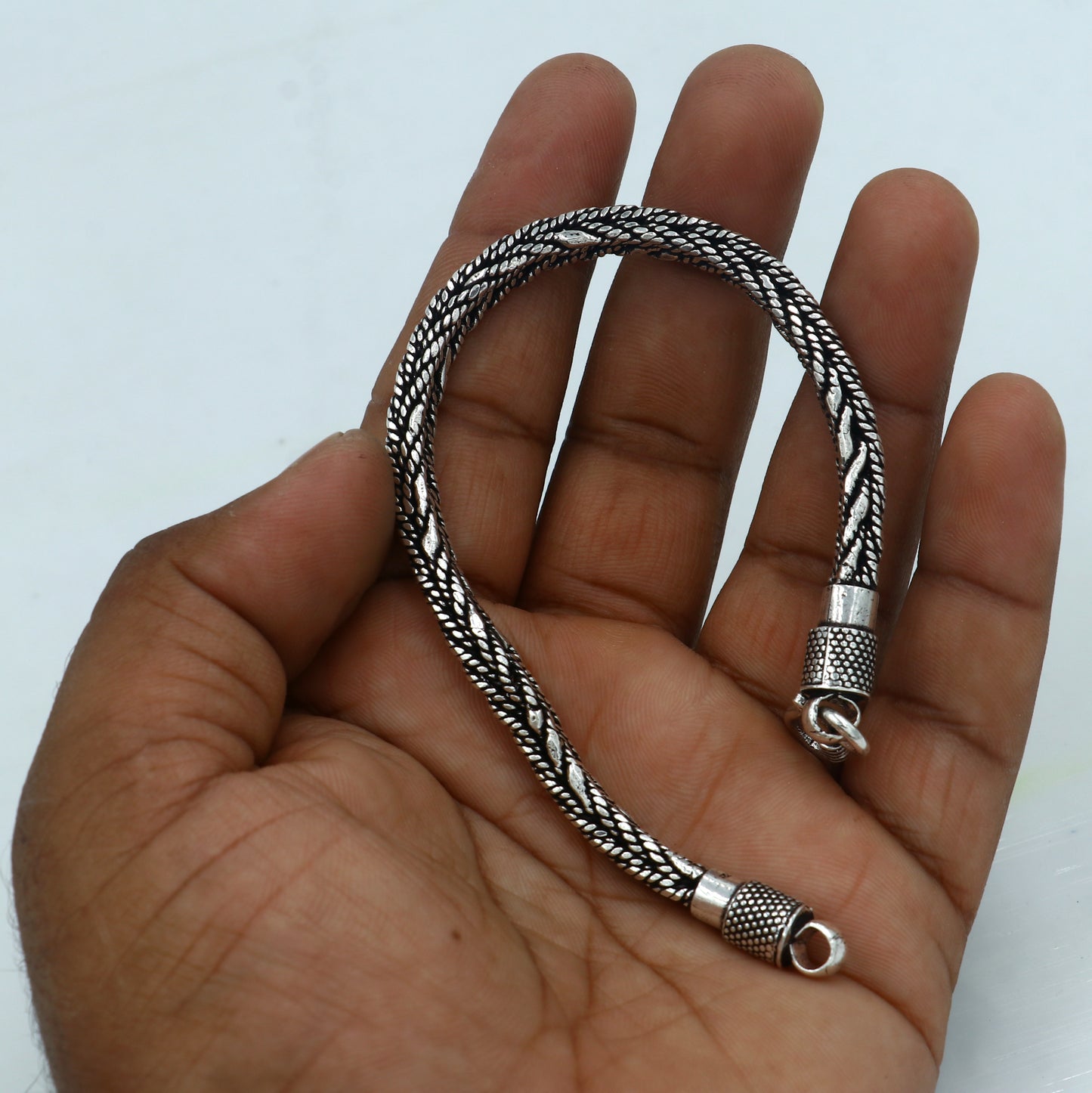 8"/ 8.5" 5mm 925 sterling silver wheat design chain customized design handmade silver bracelet unisex indian tribal jewelrysbr757