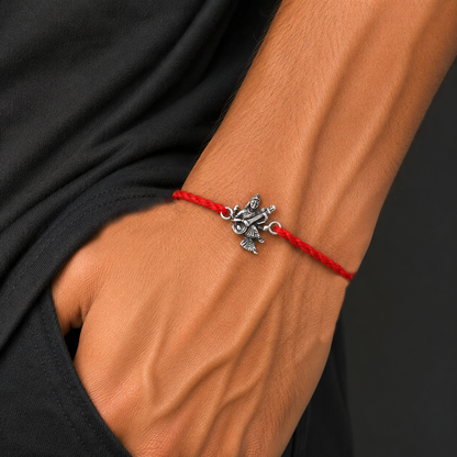 925 Sterling silver Lord Sarashwati maa with veena design thread rakhi bracelet rk331